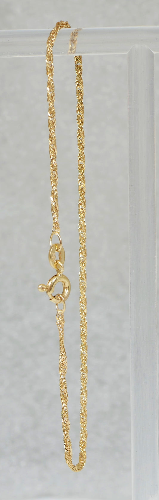 Italian Solid 9ct Yellow Gold 18cm 7" 1.5mm Singapore Link Chain Bracelet 375