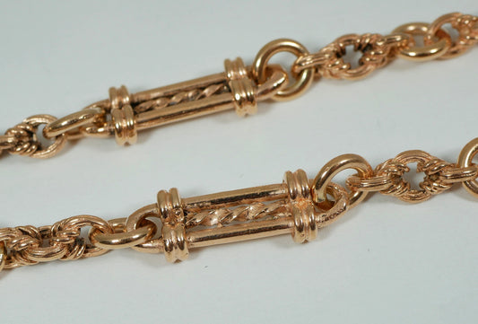 Antique Style 9ct Rose Gold 19cm 7.5" Fancy Albert Chain Bracelet Padlock Clasp