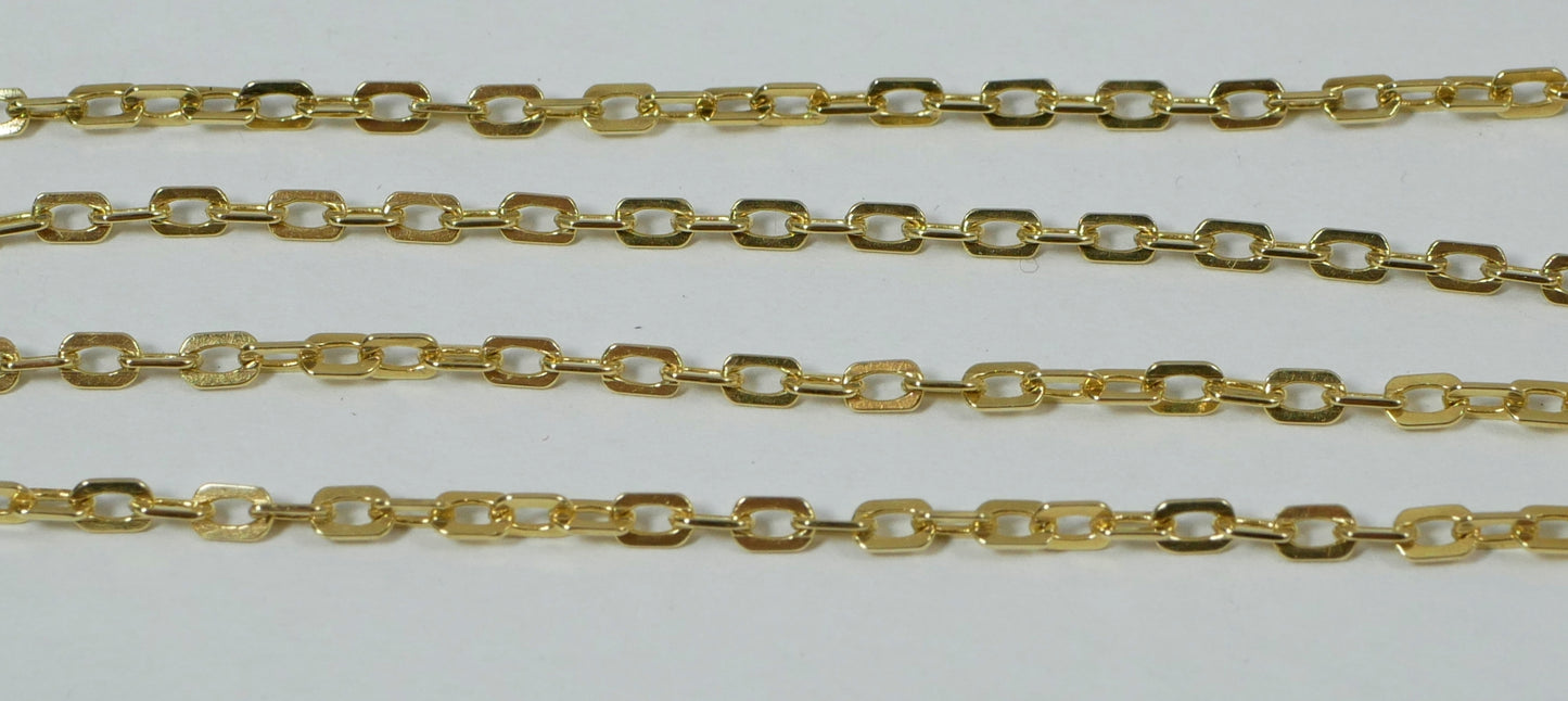 Italian Solid 14ct Yellow Gold 49cm 19" 2mm Square Box Cable Chain Necklace 585
