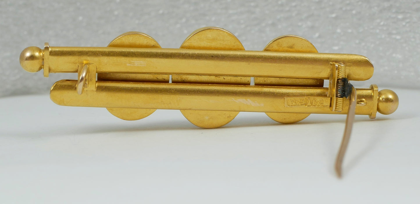 Antique Edwardian 1910 Australian Solid 15ct Yellow Gold Banded Agate Brooch 10g