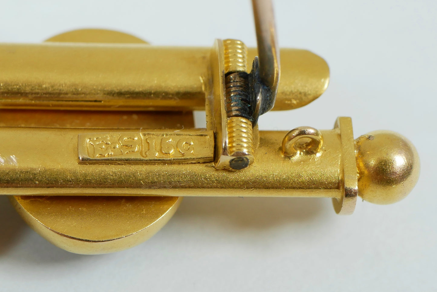 Antique Edwardian 1910 Australian Solid 15ct Yellow Gold Banded Agate Brooch 10g