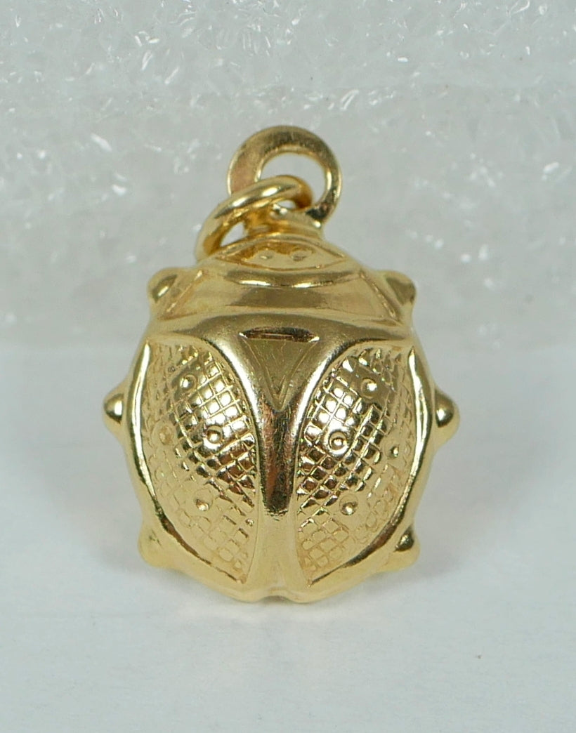 Solid 9ct Yellow Gold Ladybird Beetle Bug Pendant Bracelet Charm Lady Bird 375