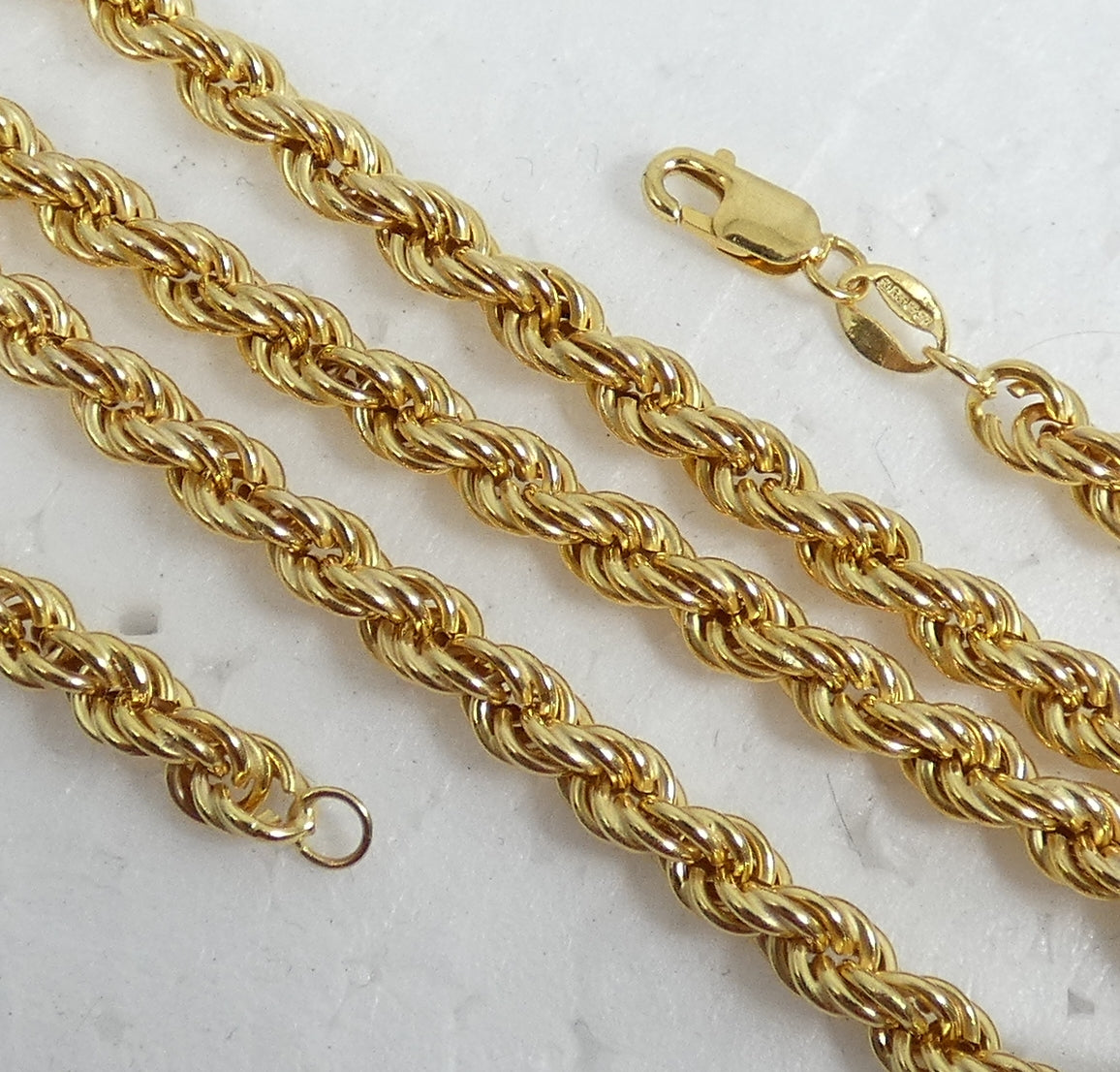 English Solid 9ct Yellow Gold 41cm 16" Twisted Rope 4mm Link Necklace Chain 375