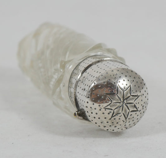 Antique Dutch 833 Silver & Cut Glass Scent Perfume Bottle Vanity Jar Sterling