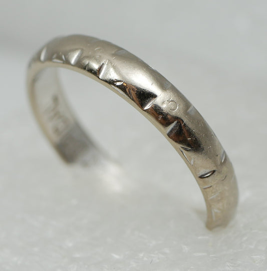Vintage Solid 18ct White Gold Bridal 3mm D Shape Wedding Band Ring Size 7.5 O 55