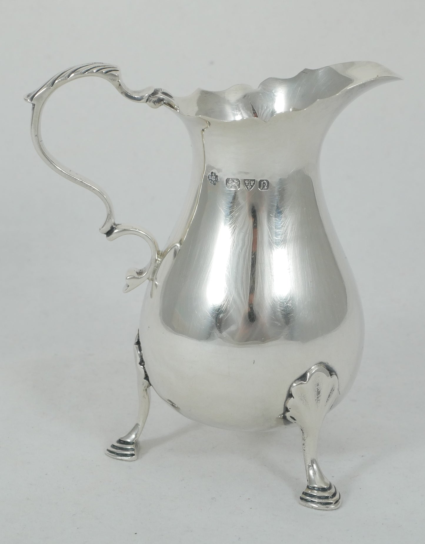 Antique Art Deco 1938 Sterling Silver Creamer Milk Jug Chester Bulbous Tea Set