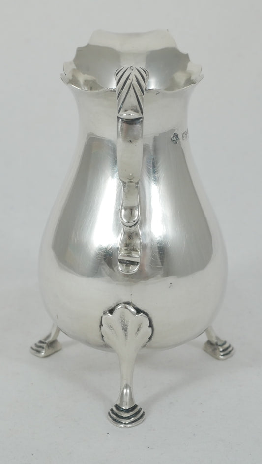 Antique Art Deco 1938 Sterling Silver Creamer Milk Jug Chester Bulbous Tea Set