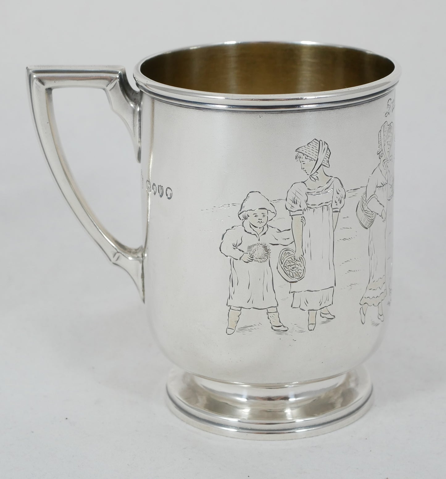 Antique Victorian 1881 Sterling Silver Christening Mug Tankard Bright Cut 250ml