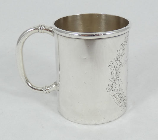 Antique Victorian 1891 Australian Sterling Silver Christening Mug Cup Tankard