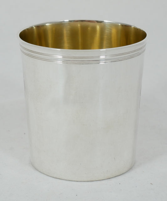 Antique Victorian 1872 Sterling Silver Beaker Water Christening Cup 200ml Gilt