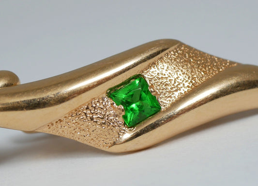 Vintage European Pair Solid 14ct Yellow Gold Green Stone Lever Back Earrings Set