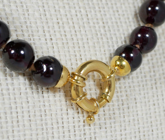 Solid 18ct Yellow Gold &7mm Garnet Bead 47cm 18.5" Enhancer Necklace Strand 750