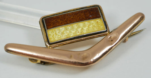 Antique WWI 9ct Gold AIF 31 Infantry Battalion Colour Patch Boomerang Brooch Pin