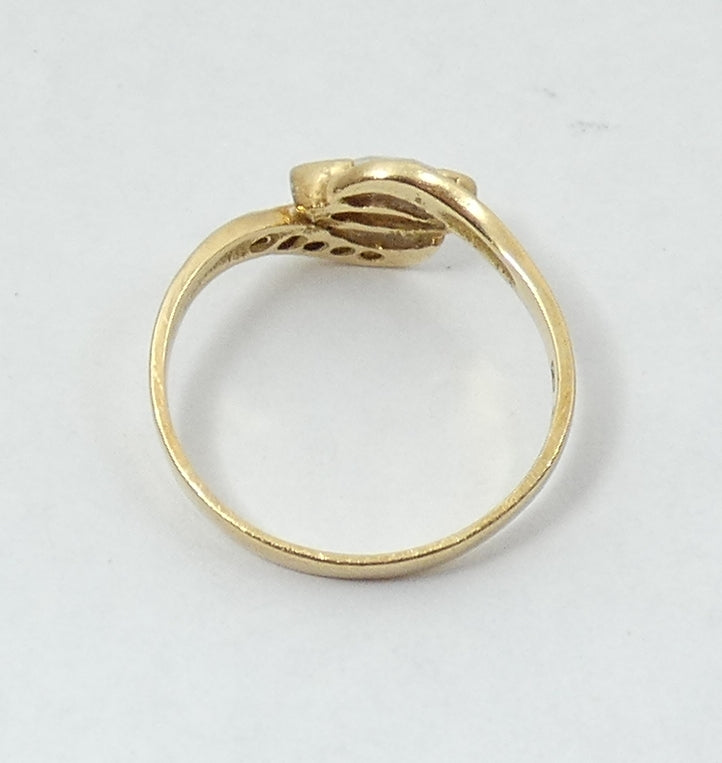 Solid 18ct Yellow Gold Marquise Navette & Round Cut CZ Dress Ring Size 6.5 M 52