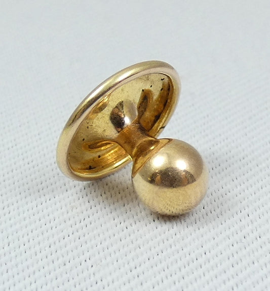 Antique Vintage Solid 9ct Yellow Gold 10mm Collar Dress Shirt Stud Button 375