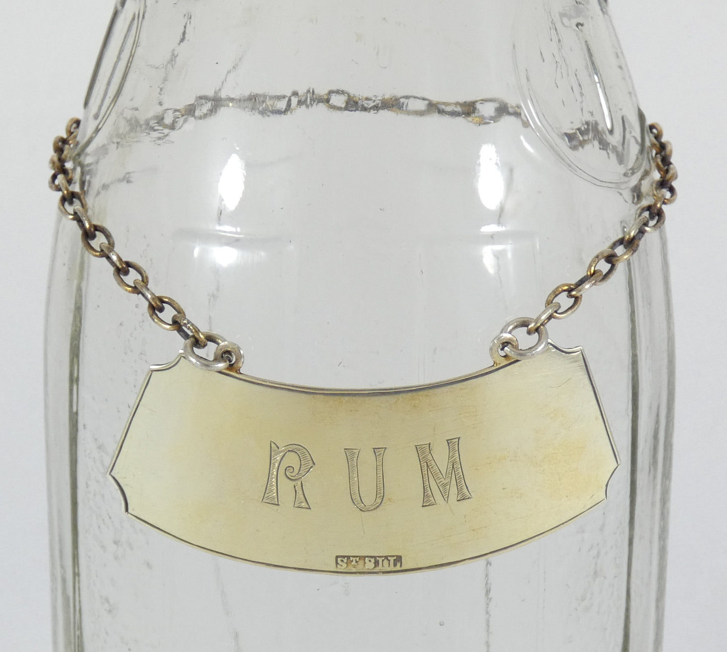 Antique 1900 Australian Sterling Silver Rum Decanter Label Spirit Bottle Tag Stg