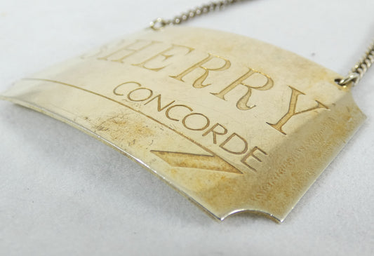 Vintage 1986 Concorde Gilt Sterling Silver Sherry Decanter Label Spirit Bottle
