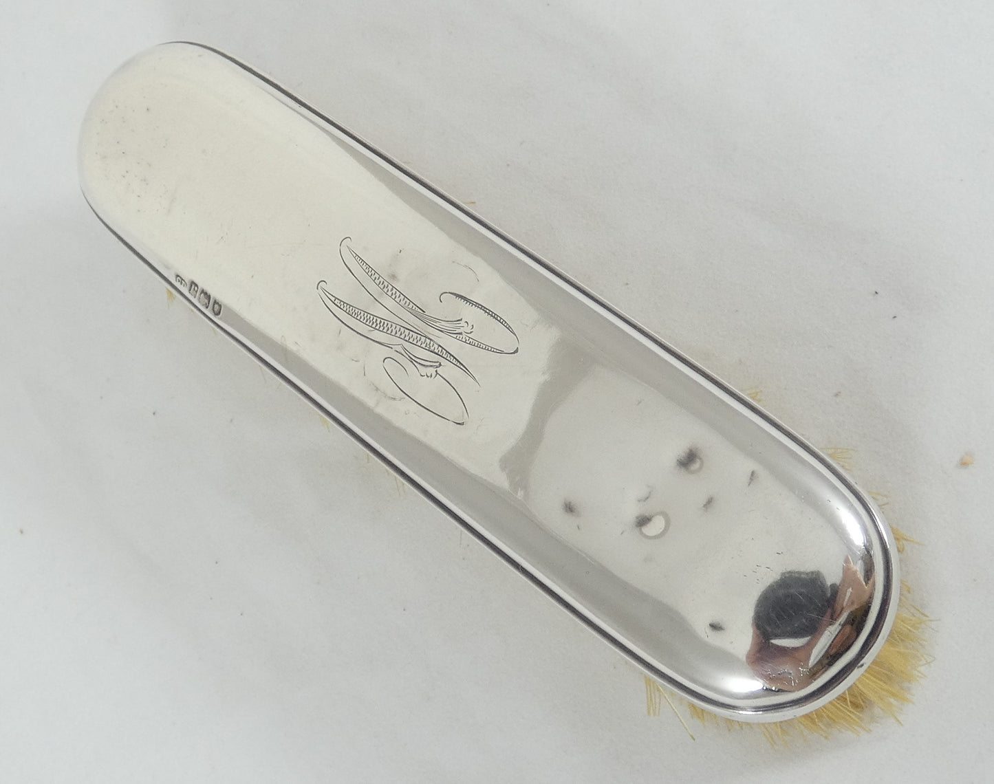 Antique Edwardian 1912 Sterling Silver Hair Clothes Brush London Shoe Dumenil