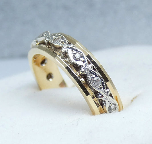 Vintage Solid 9ct Yellow Gold White Sapphire Full Eternity Wedding Ring 5.5 K 50