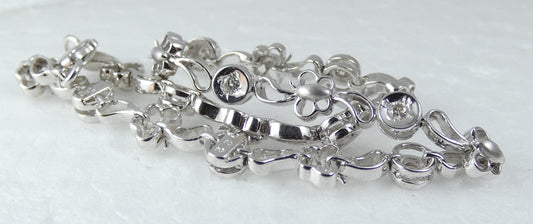 Solid 18ct White Gold & 0.5ct Diamond Butterfly Panel 17.5cm 7.5" Chain Bracelet