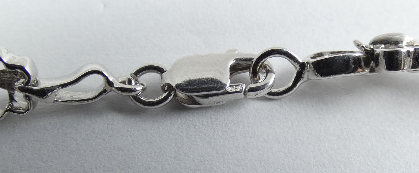 Solid 18ct White Gold & 0.5ct Diamond Butterfly Panel 17.5cm 7.5" Chain Bracelet