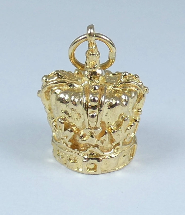English Solid 9ct Yellow Gold Royal Crown Coronet Bracelet Charm Pendant London