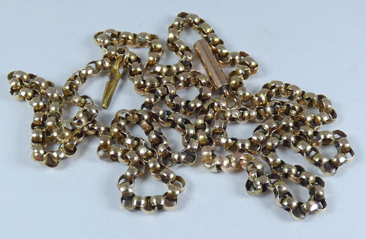 Antique 9ct Yellow Gold 2.5mm Belcher 45cm 17.5" Chain Necklace Barrel Clasp