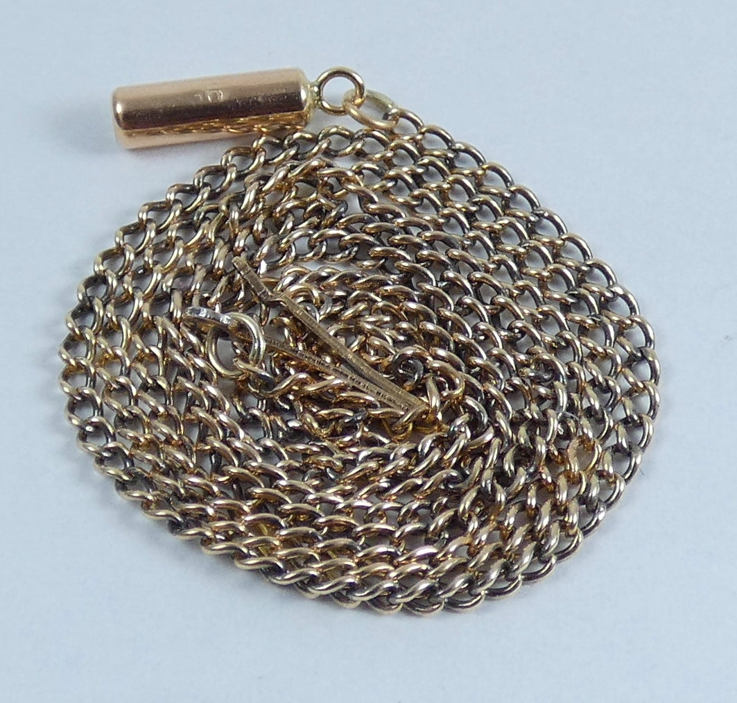 Antique 9ct Yellow Gold 1.5mm Curb Link 46cm 18" Chain Necklace Barrel Clasp