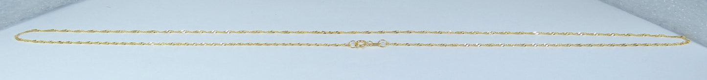 Solid 18ct Yellow Gold 1mm Singapore Link 54cm 21" Chain Necklace Bolt Clasp 750