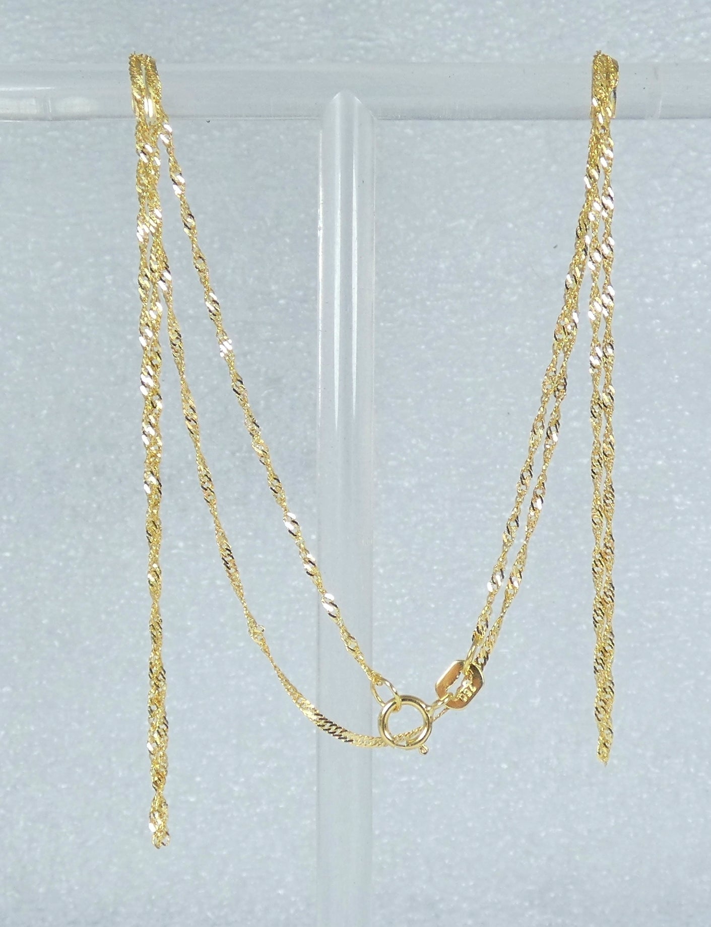 Solid 18ct Yellow Gold 1mm Singapore Link 54cm 21" Chain Necklace Bolt Clasp 750