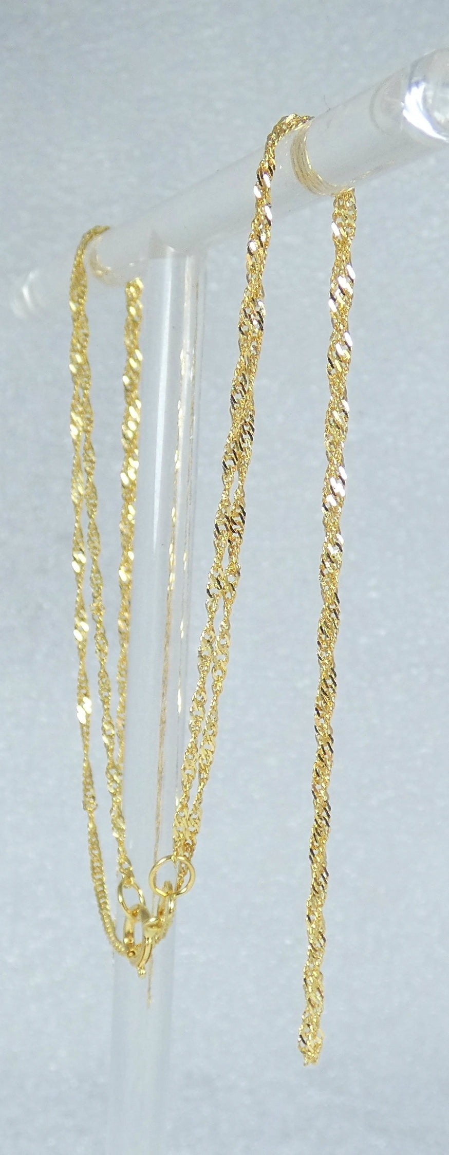 Solid 18ct Yellow Gold 1mm Singapore Link 54cm 21" Chain Necklace Bolt Clasp 750
