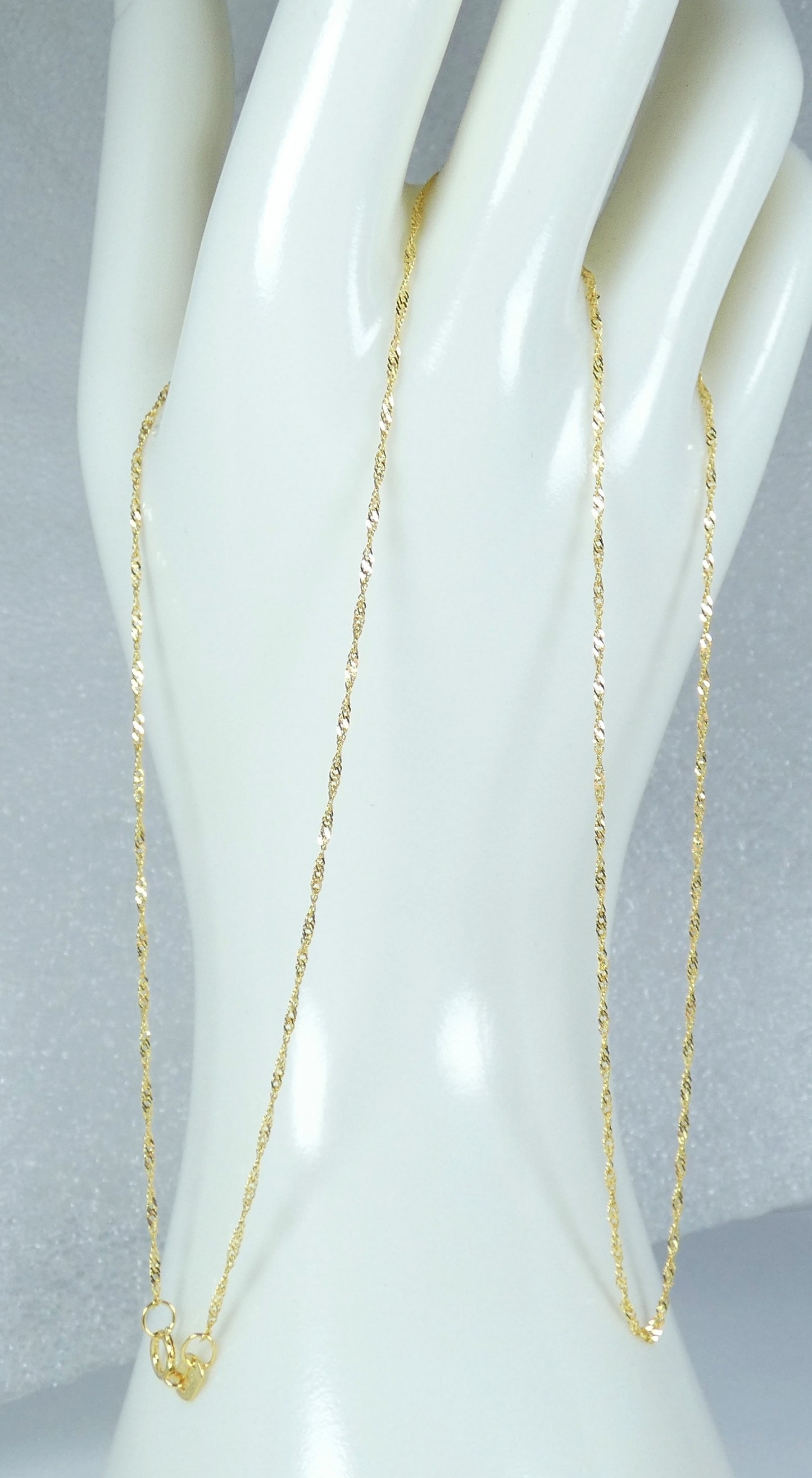 Solid 18ct Yellow Gold 1mm Singapore Link 54cm 21" Chain Necklace Bolt Clasp 750