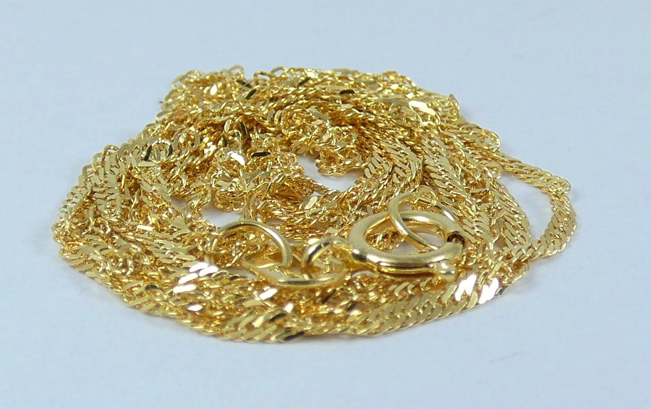 Solid 18ct Yellow Gold 1mm Singapore Link 54cm 21" Chain Necklace Bolt Clasp 750