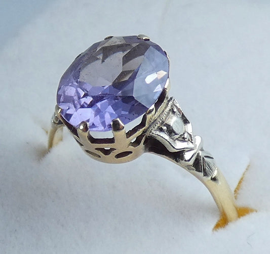 Vintage Solid 9ct Yellow Gold Alexandrite Colour Change Sapphire Ring 7 N 54 375