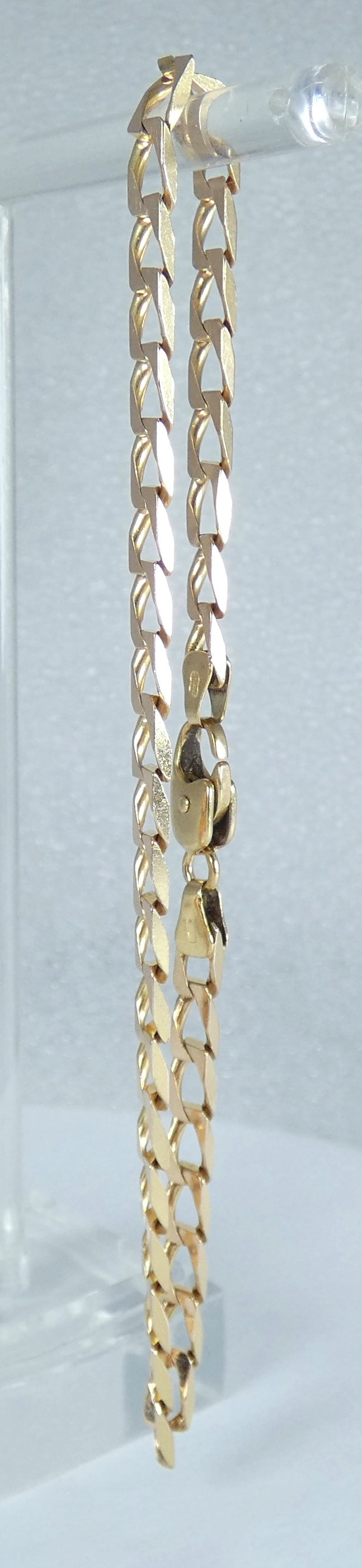 Italian Solid 9ct Yellow Gold 4mm Flat Cuban Chain 22cm 8.5" Unisex Bracelet 375
