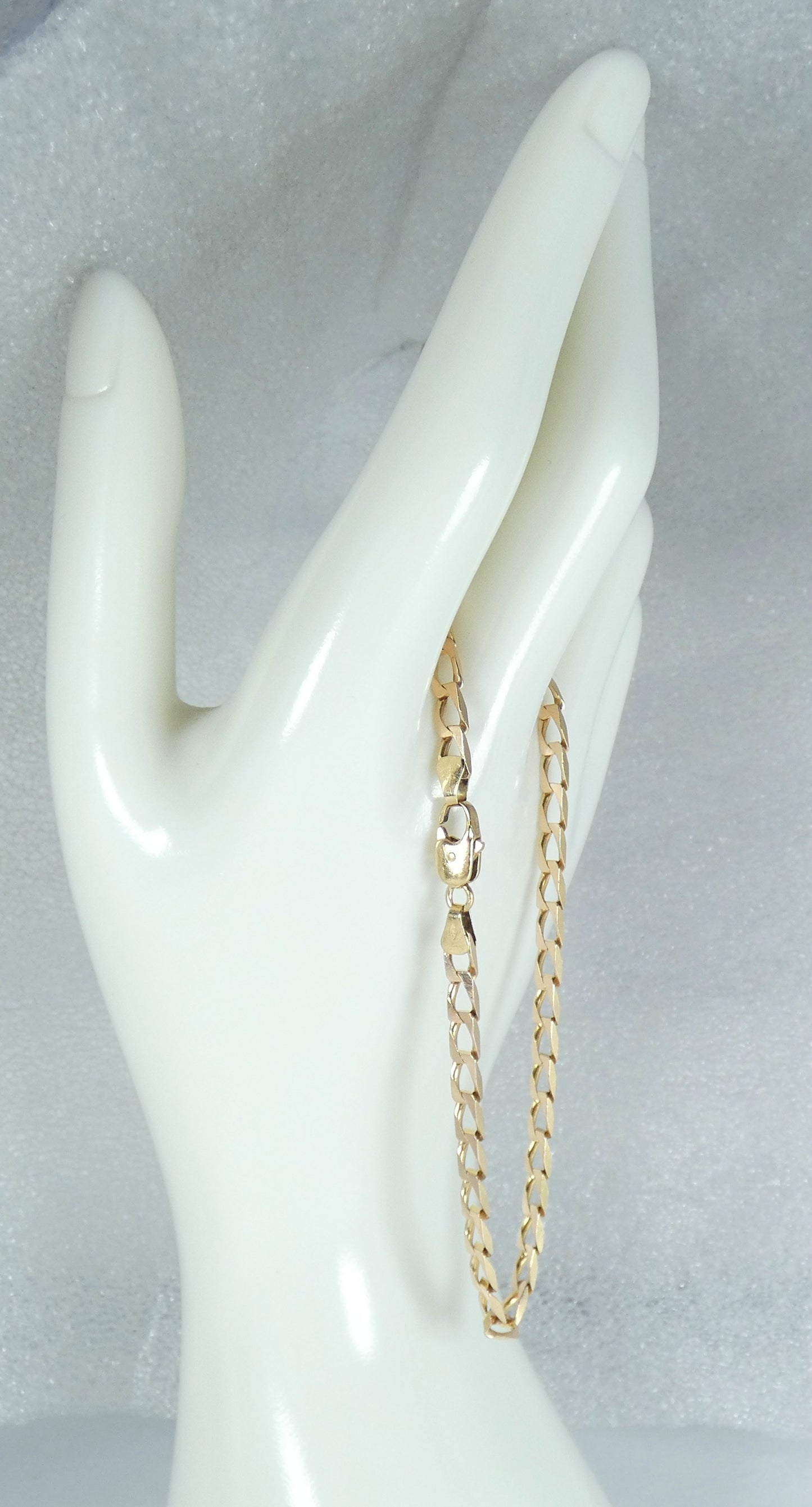Italian Solid 9ct Yellow Gold 4mm Flat Cuban Chain 22cm 8.5" Unisex Bracelet 375