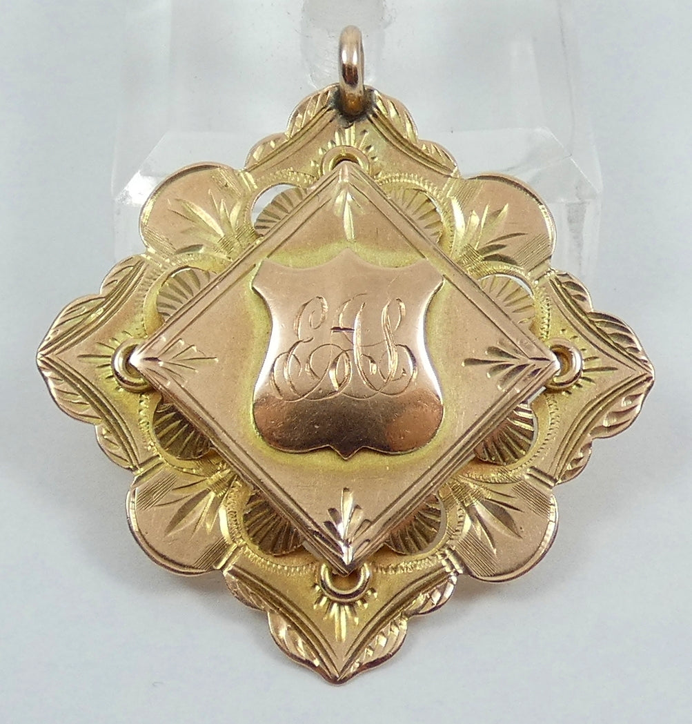 Antique 1915 Solid 9ct Yellow Gold 5 Mile Cycling Sports Medal Fob Pendant 4.6gm