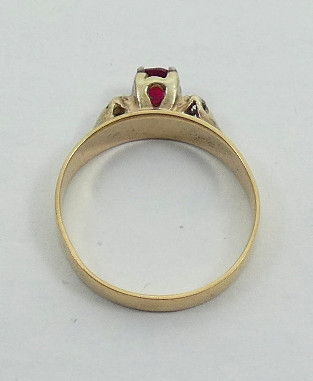 Vintage Solid 9ct Yellow Gold Ruby & White Spinel Stone Dress Ring Size 8 P 56
