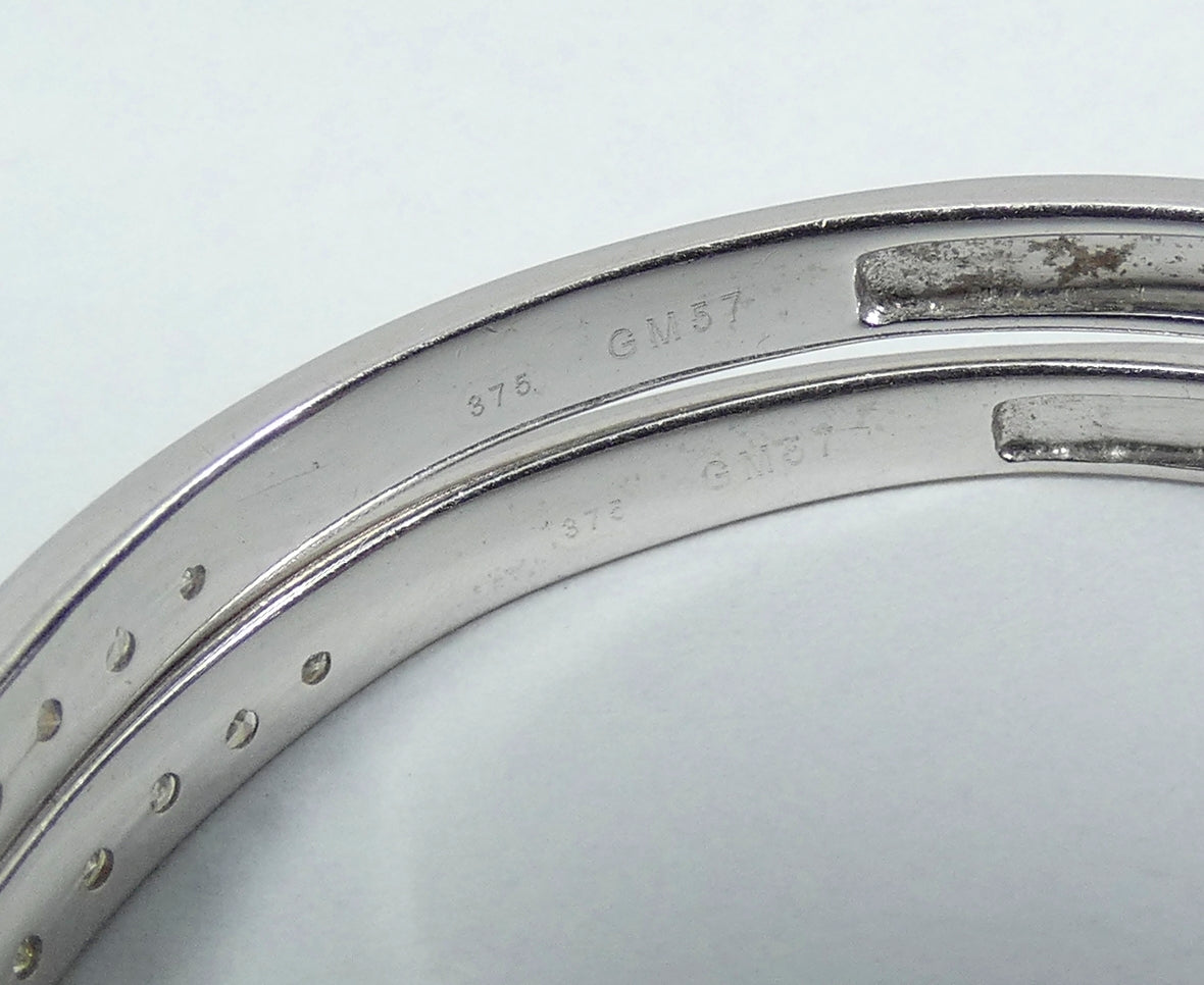 Pair of Large Solid 9ct White Gold & Diamond Cluster 33mm Hoop Earrings Set 375