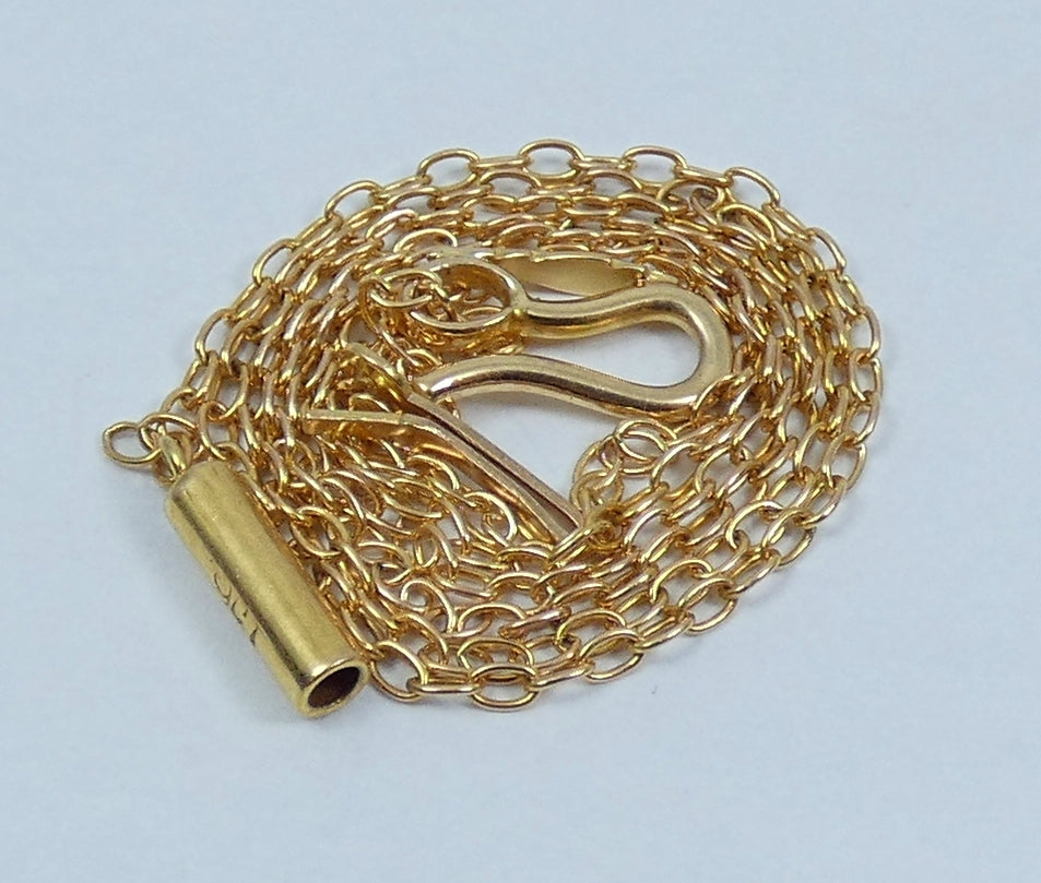 Antique Vintage Solid 9ct Yellow Gold 41cm 16" Necklace 1.5mm Cable Chain & Bail