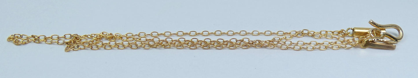 Antique Vintage Solid 9ct Yellow Gold 41cm 16" Necklace 1.5mm Cable Chain & Bail