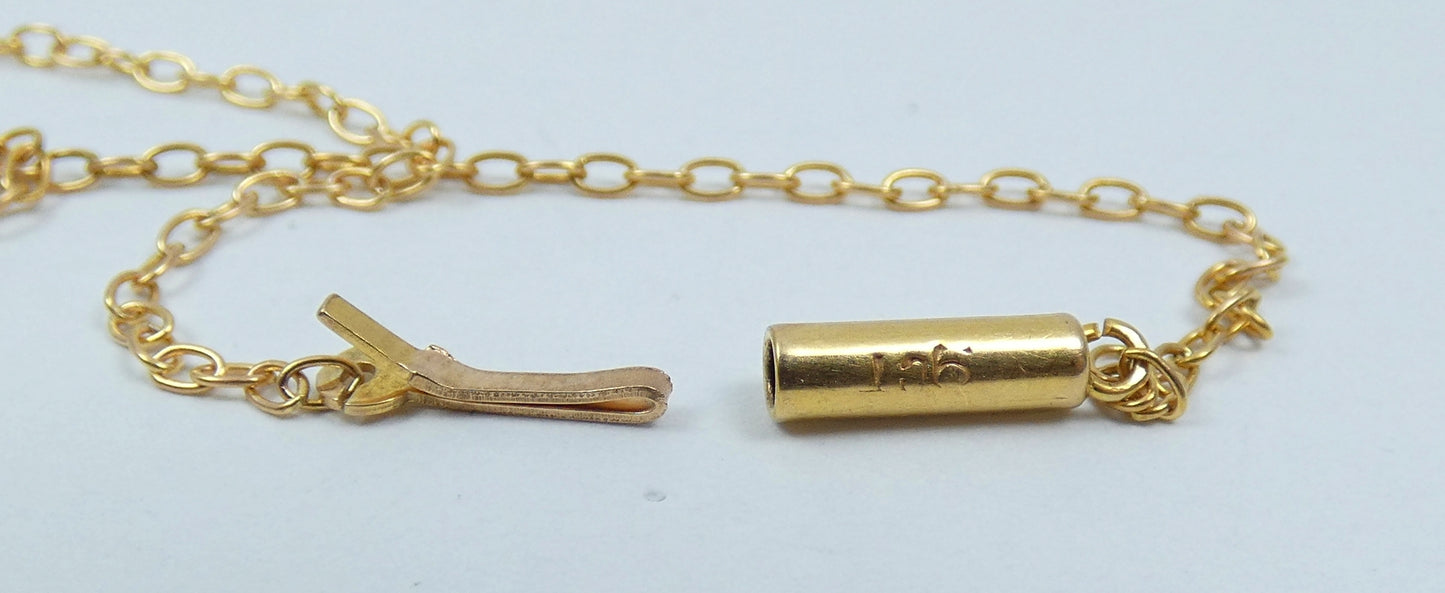 Antique Vintage Solid 9ct Yellow Gold 41cm 16" Necklace 1.5mm Cable Chain & Bail