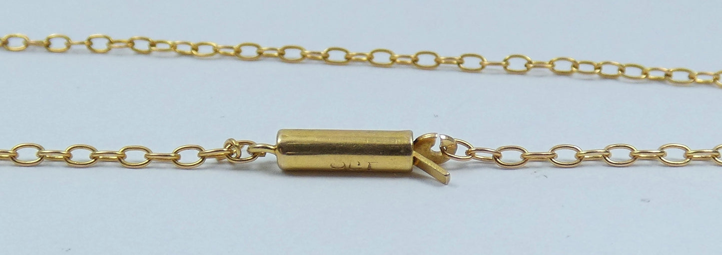 Antique Vintage Solid 9ct Yellow Gold 41cm 16" Necklace 1.5mm Cable Chain & Bail
