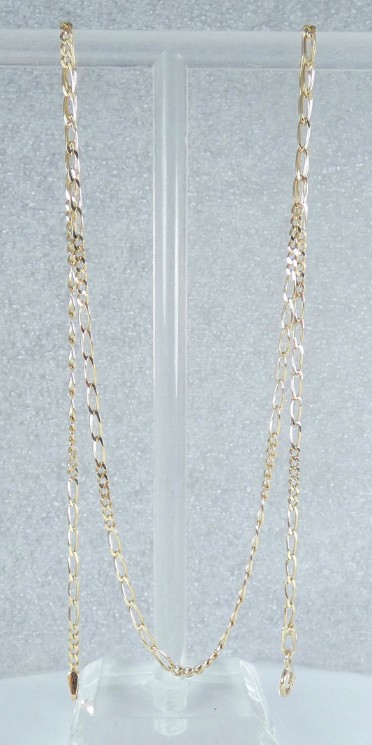 Italian Solid 9ct Yellow Gold 41cm 16" Necklace 2mm Figaro Chain Bolt Clasp 375