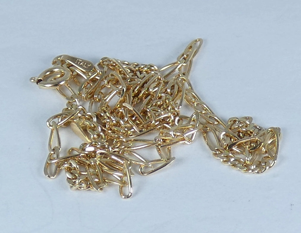 Italian Solid 9ct Yellow Gold 41cm 16" Necklace 2mm Figaro Chain Bolt Clasp 375
