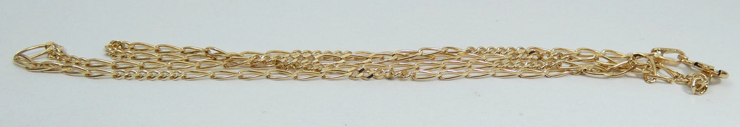 Italian Solid 9ct Yellow Gold 41cm 16" Necklace 2mm Figaro Chain Bolt Clasp 375