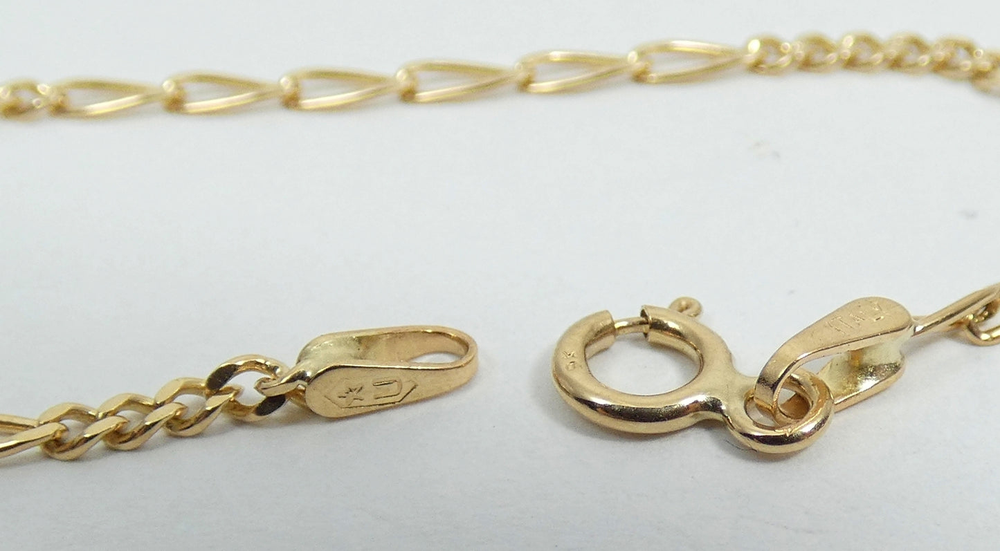 Italian Solid 9ct Yellow Gold 41cm 16" Necklace 2mm Figaro Chain Bolt Clasp 375