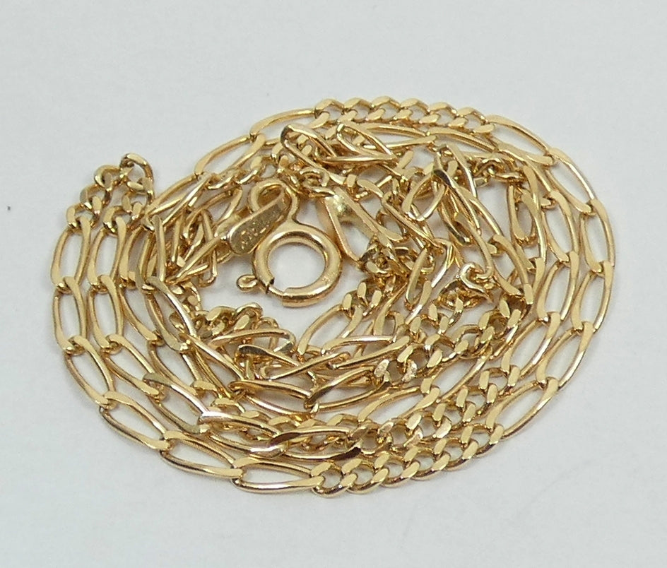 Italian Solid 9ct Yellow Gold 41cm 16" Necklace 2mm Figaro Chain Bolt Clasp 375