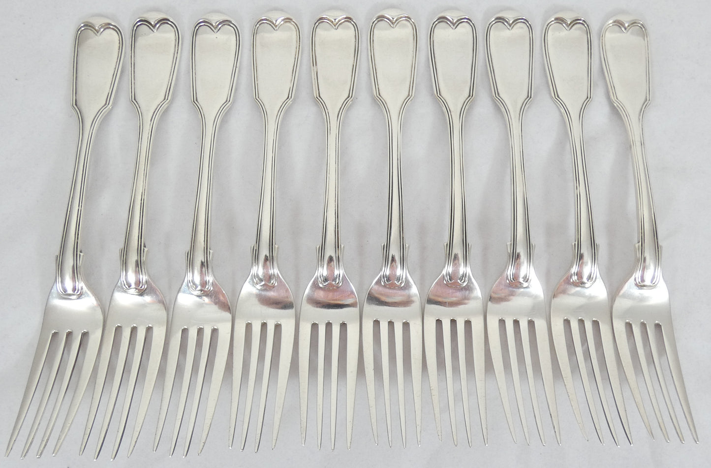 Antique Victorian 1843 48pc 10pl Sterling Silver Cutlery Set Fiddle & Thread CL