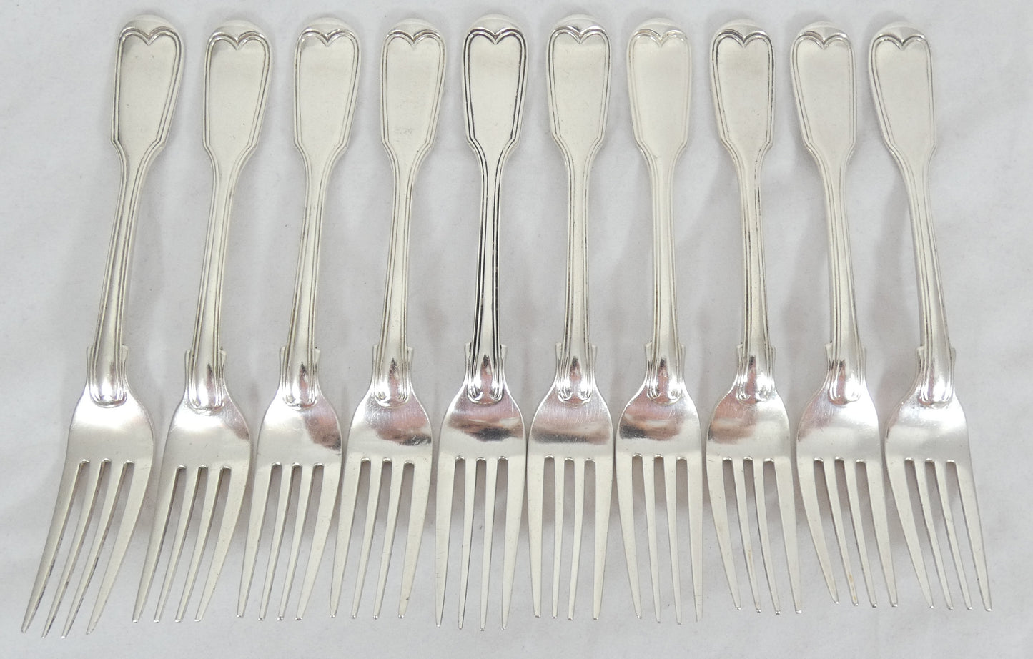 Antique Victorian 1843 48pc 10pl Sterling Silver Cutlery Set Fiddle & Thread CL